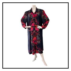 Chico's Satin Floral Long Sleeve Shirt Dress